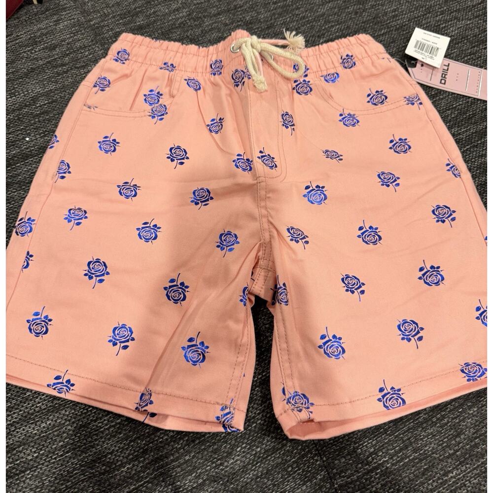 Drill Men’s Pink And Blue Rose Print Shorts Size Small